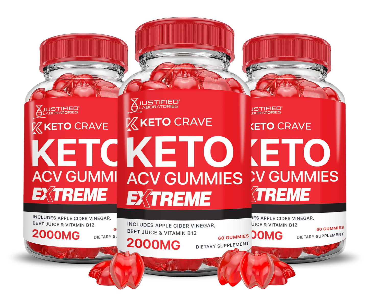 (3 Pack) Keto Crave Keto ACV Gummies Extreme 2000MG Keto Crave Keto Gummies Advanced Formula Apple Cider Vinegar with Pomegranate Beet Juice Powder B12 Vegan Non GMO 180 Gummys