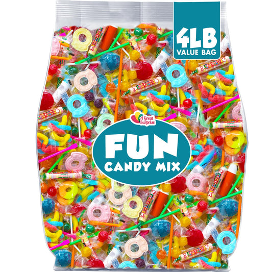 Pinata Candy Mix  4 Pounds  Bulk Assorted Candy  Birthday Party Candy Variety Pack  Pinata Stuffers  Party Mix Bags  Individually Wrapped Candies  Fun Size Candy Assortment