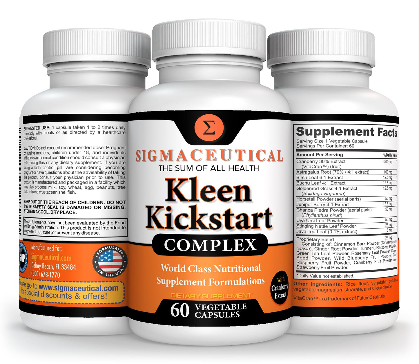Sigmaceutical Kidney Cleanse & Kidney Supplement - Cranberry Supplement - Kidney Support Supplement - 60 Capsules
