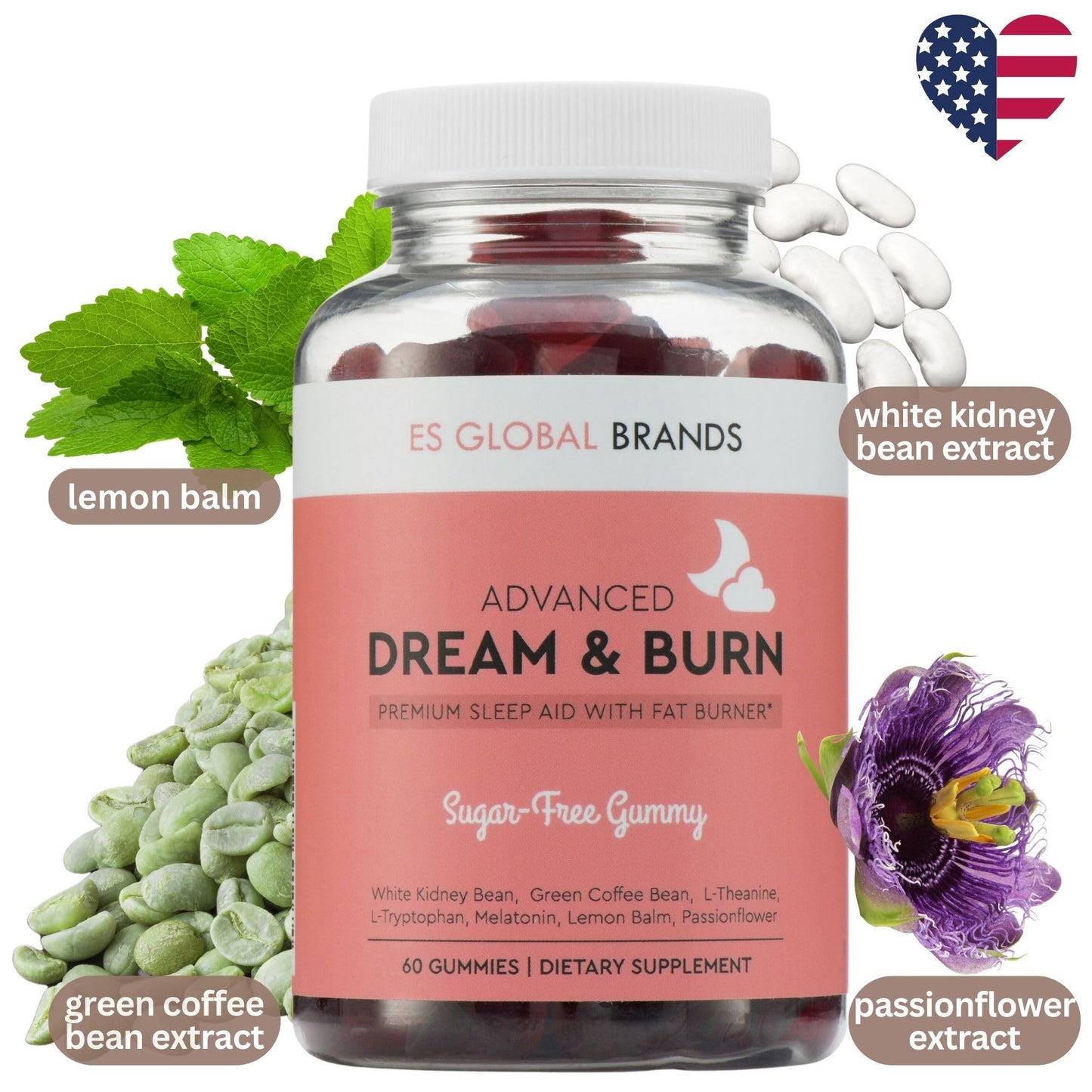Dream & Burn Sleep Aid Gummy, Appetite Suppressant for Women & Men, Keto Gummies Promote Weight Loss, Sugar Free Slimming Gummy Night Time Fat Burner Green Coffee Bean Extract