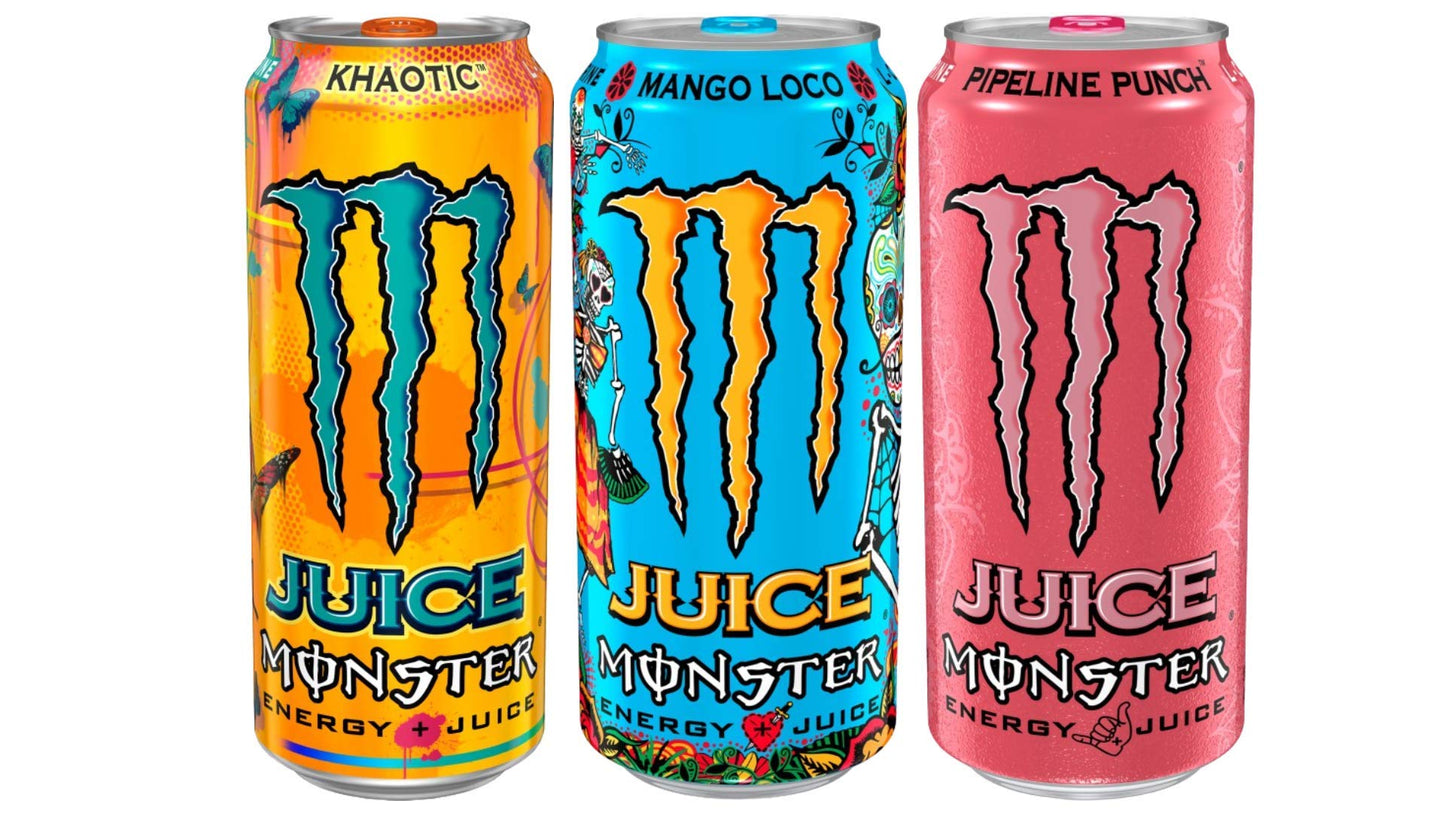 Juice Monster Energy 3 Flavor Variety Pack 16 oz Cans Pack of 12