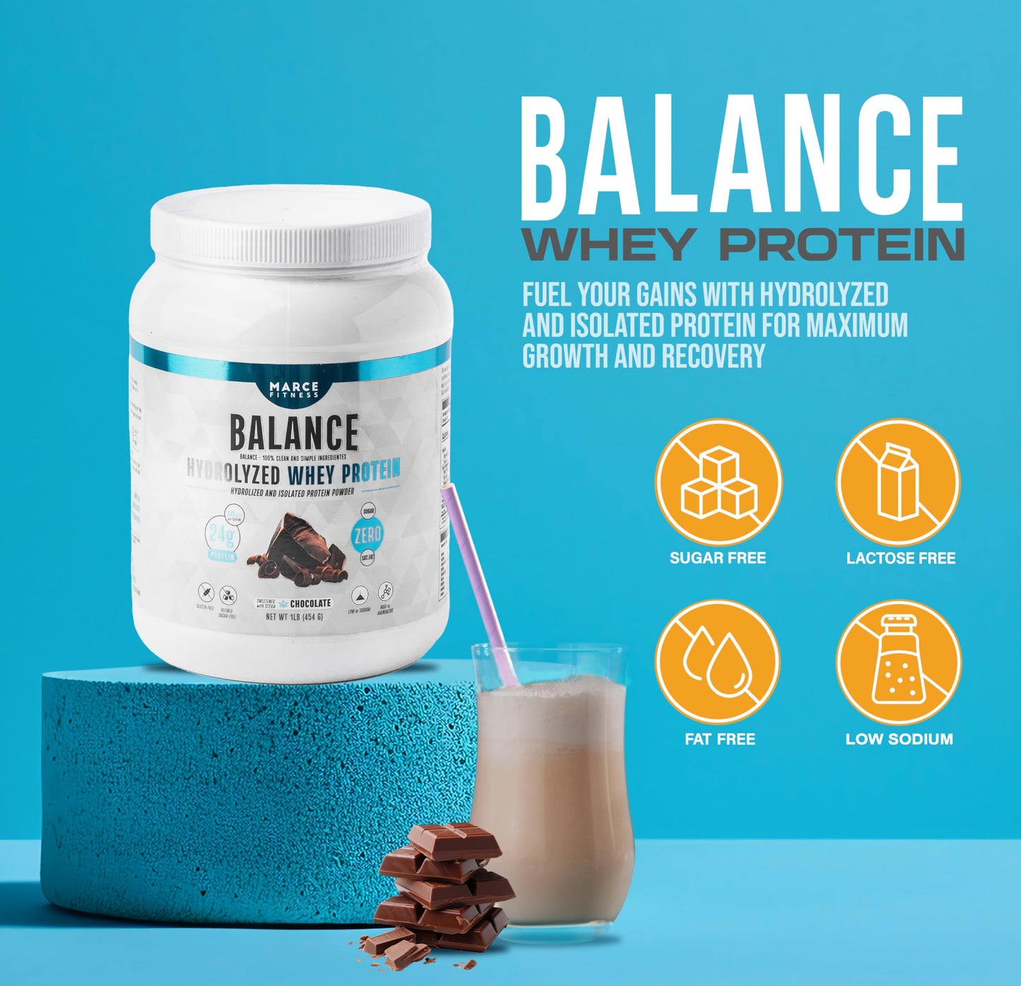 MARCE FITNESS Hydrolyzed Whey Protein byMarceFitness Chocolate Flavor 1 Pound