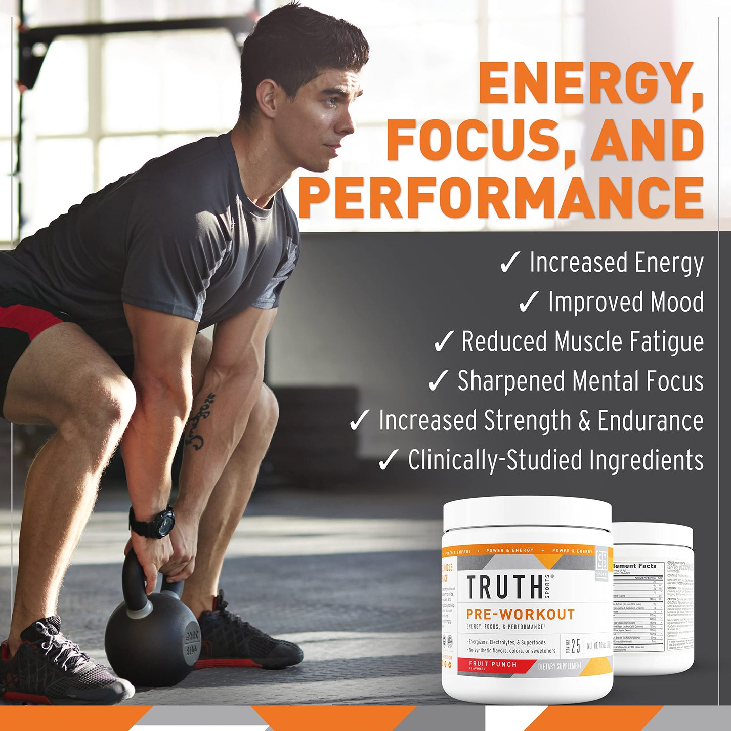 Truth Nutrition Pre Workout Powder - Natural PreWorkout for Men & Women, Vegan BCAA Amino Energy Powder, Keto Friendly - No Artificial Flavors, Sweetners or Dyes (Fruit Punch)