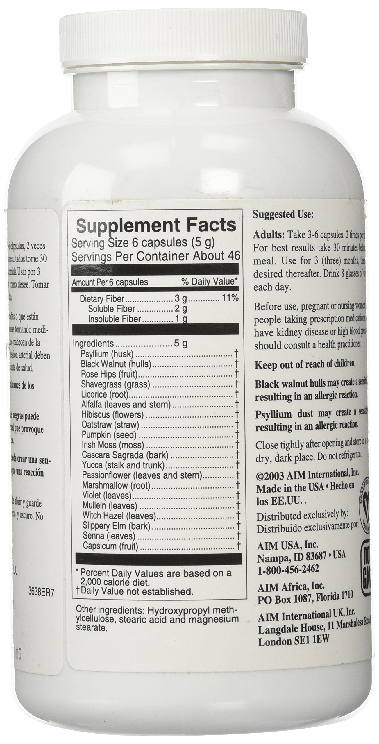 AIM International Herbal Fiberblend Capsules- 280 Capsules