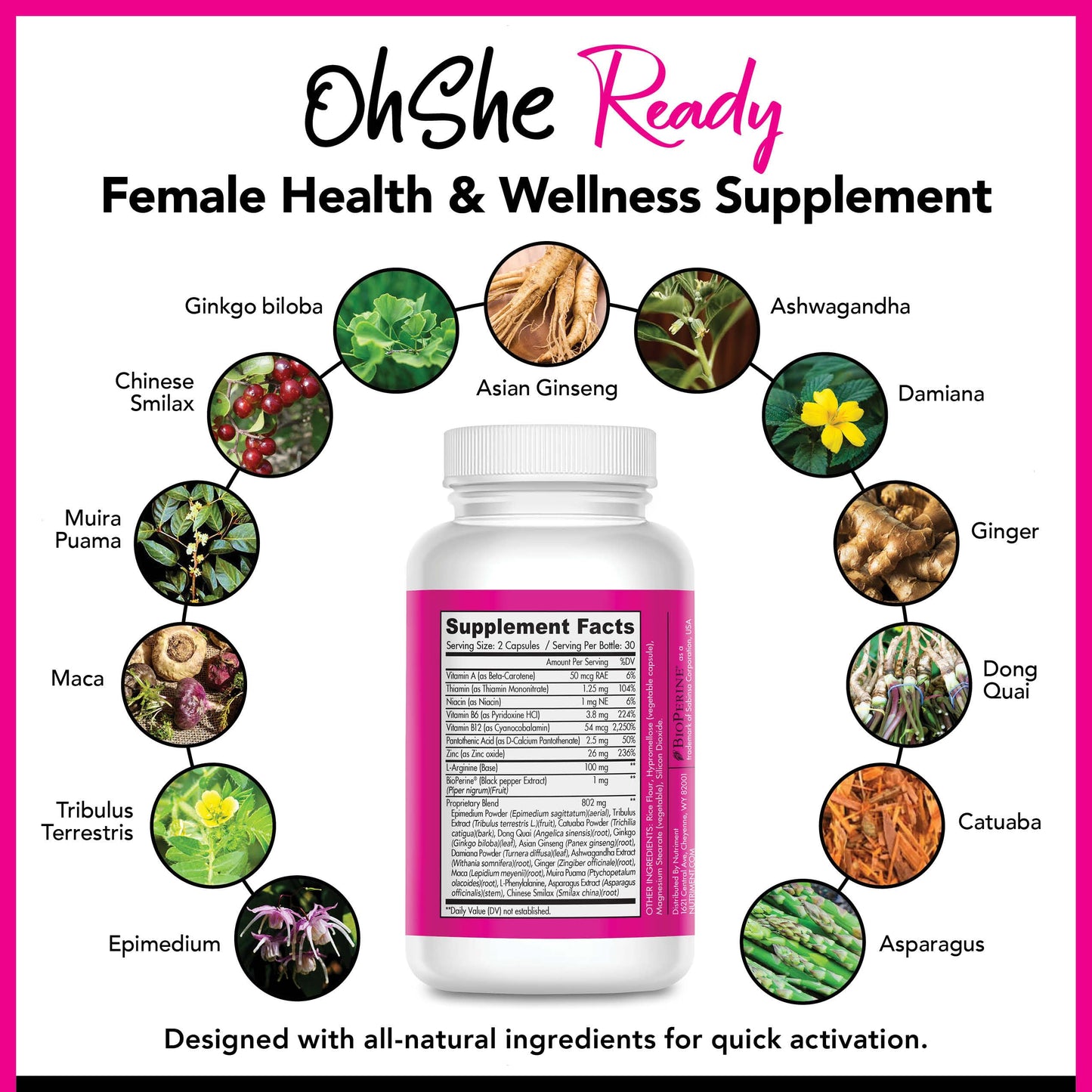 Oshe Ready- Female Health and Wellness Supplement- Supports Hormonal Harmony and Balance in Women- Naturally Boost Feminine Vitality, Energy and Mood- 60 Capsules