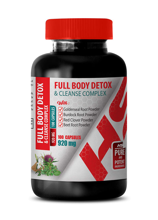 Body Cleanse Detox for Men - Full Body Detox and Cleanse Complex 920 MG - Milk Thistle Extract Alcohol Free - 1 Bottle 100 Capsules