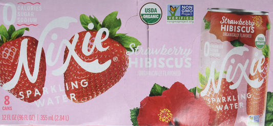 Nixie Organic Strawberry Hibiscus Sparkling Water 8 Pack Non GMO 96 Fluid Ounce Pack of 3