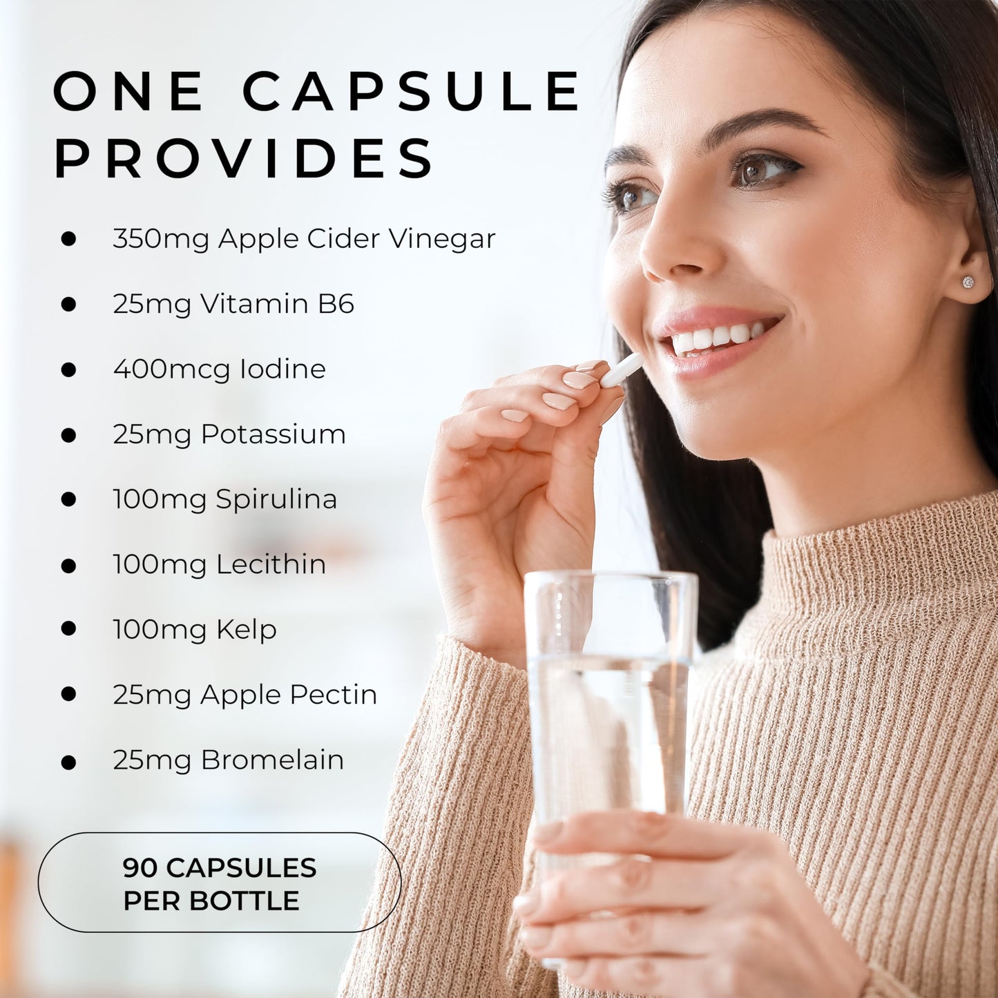 Daily Defense Apple Cider Vinegar Capsules - 500mg Keto-Friendly ACV with Vitamin B6, Iodine, & Spirulina - Supports Gut Health & Weight Management, Enhances Digestion & Energy Levels