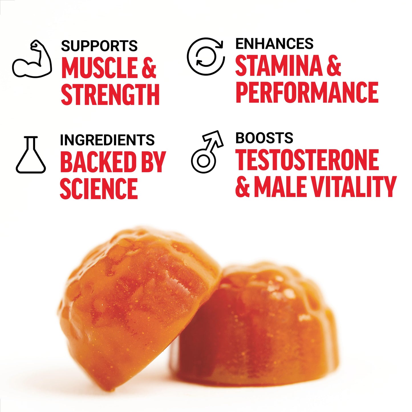 Force Factor Test X180 Gummies Testosterone Booster for Men with Tongkat Ali, Horny Goat Weed, Tribulus Terrestris, Fenugreek, & Black Maca, Supplement Men, Berry Punch, 60 Gummies, 1-Pack