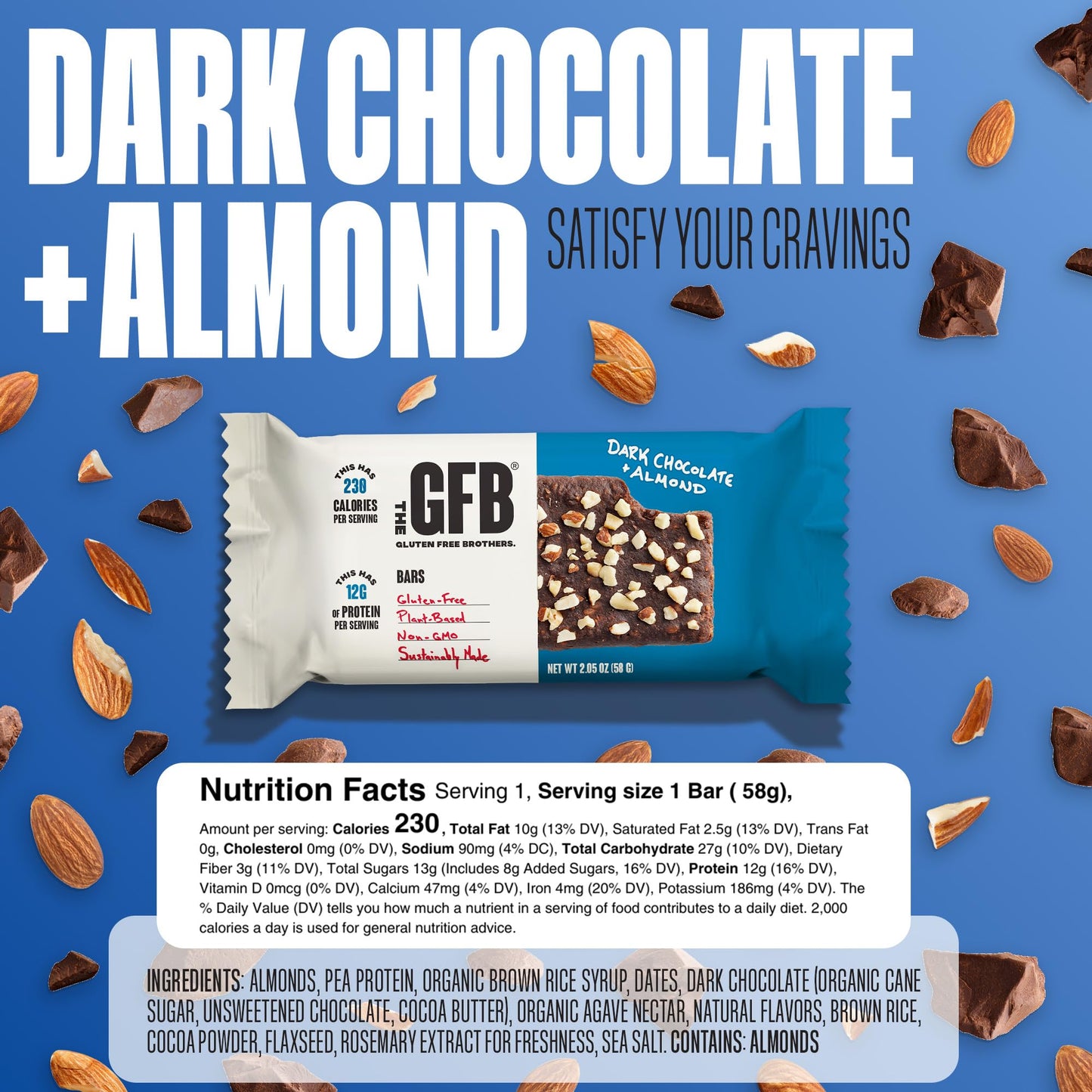 The GFB Variety Pack Protein Bars - Gluten Free, Plant Based, Non GMO, Sustainably Made - Ridiculously Tasty, Healthy, Vegan, Nutrition Snack Protein Bars, 2.05 oz (10 Count)