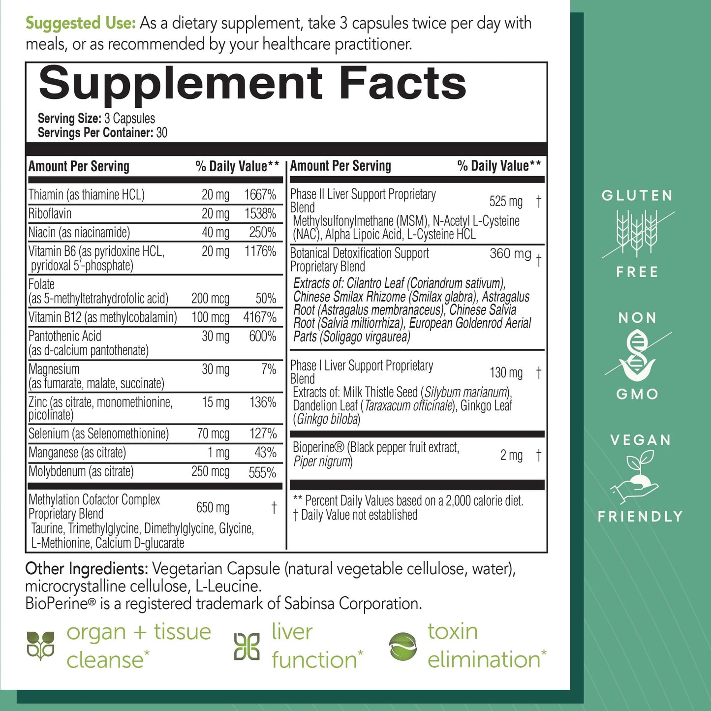 EcoNugenics ecoDetox Supplement for Liver Detox & Total Body Cleanse - Helps Enhance Digestive Health & Energy - Formulation w/Milk Thistle, Vitamin B12, Magnesium & More - 90 Capsules