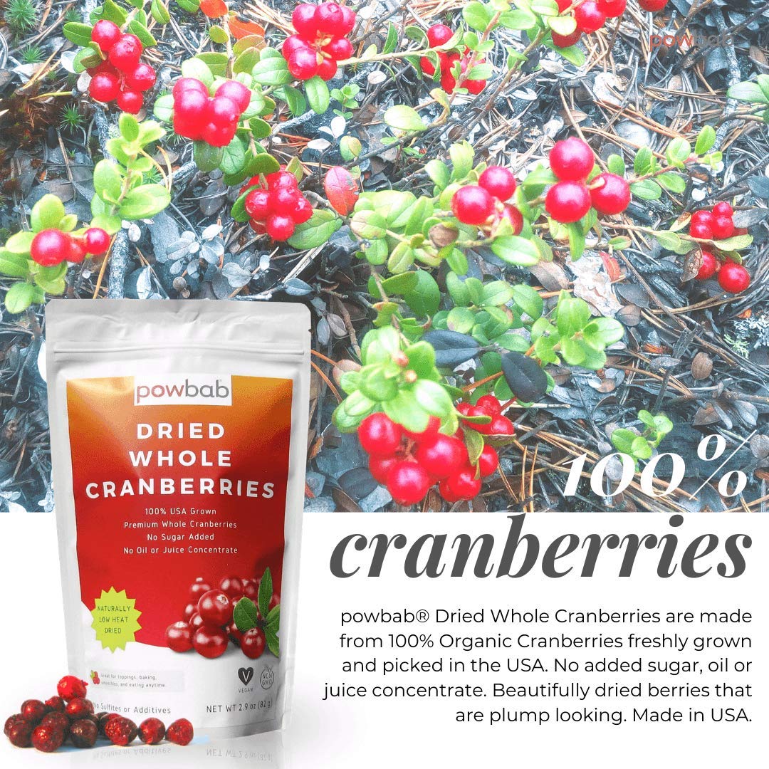 powbab Dried Cranberries Unsweetened  100 USA Grown Organic Dried Cranberries No Sugar Added No Oil No Apple Juice Concentrate Infused No Sulfites Dried Fruit Not Sweetened or Reduced 29 Oz