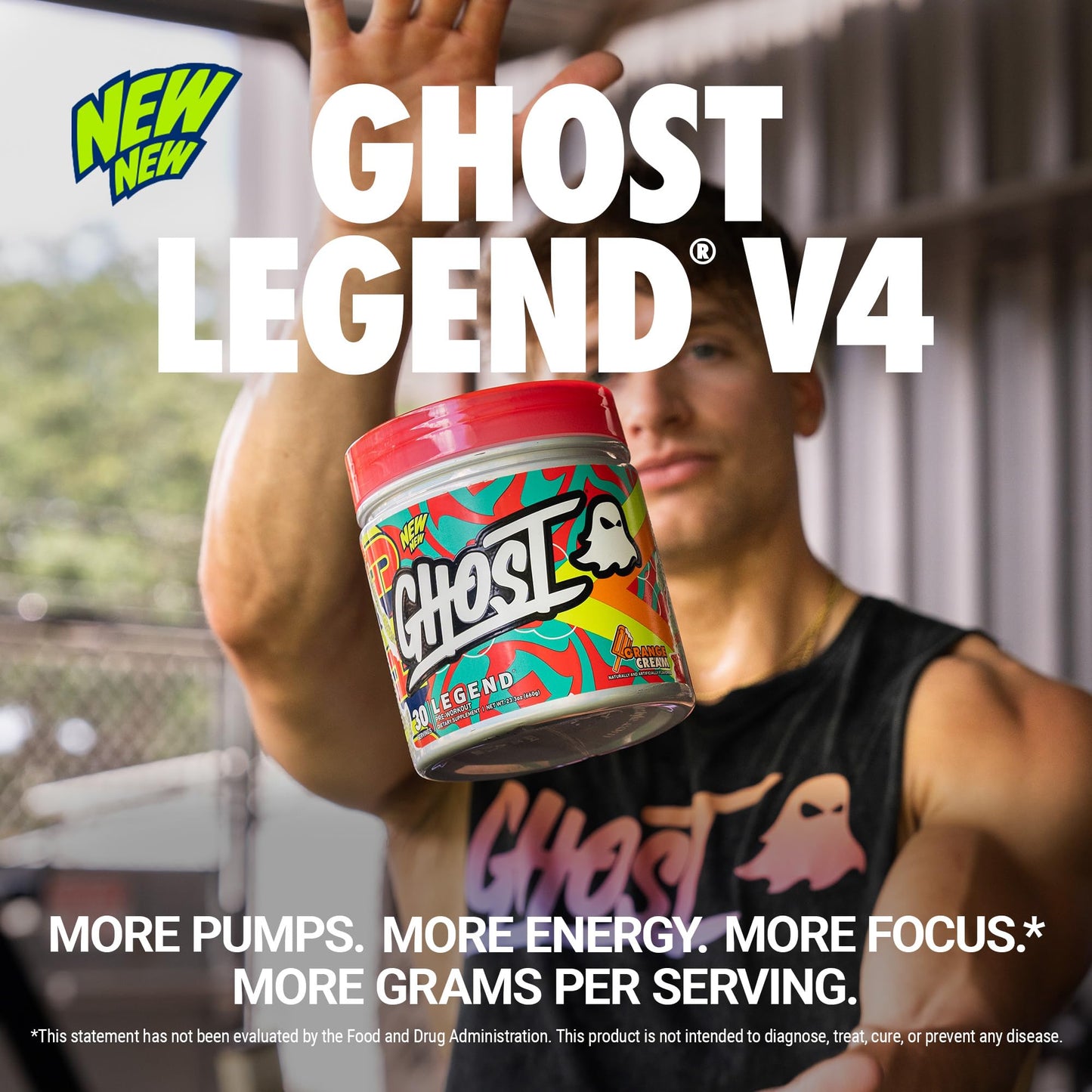 GHOST Legend Pre-Workout Powder, Orange Cream - 30 Servings - Pre-Workout for Men & Women with Choline, L-Citrulline, & Beta Alanine for Energy & Focus