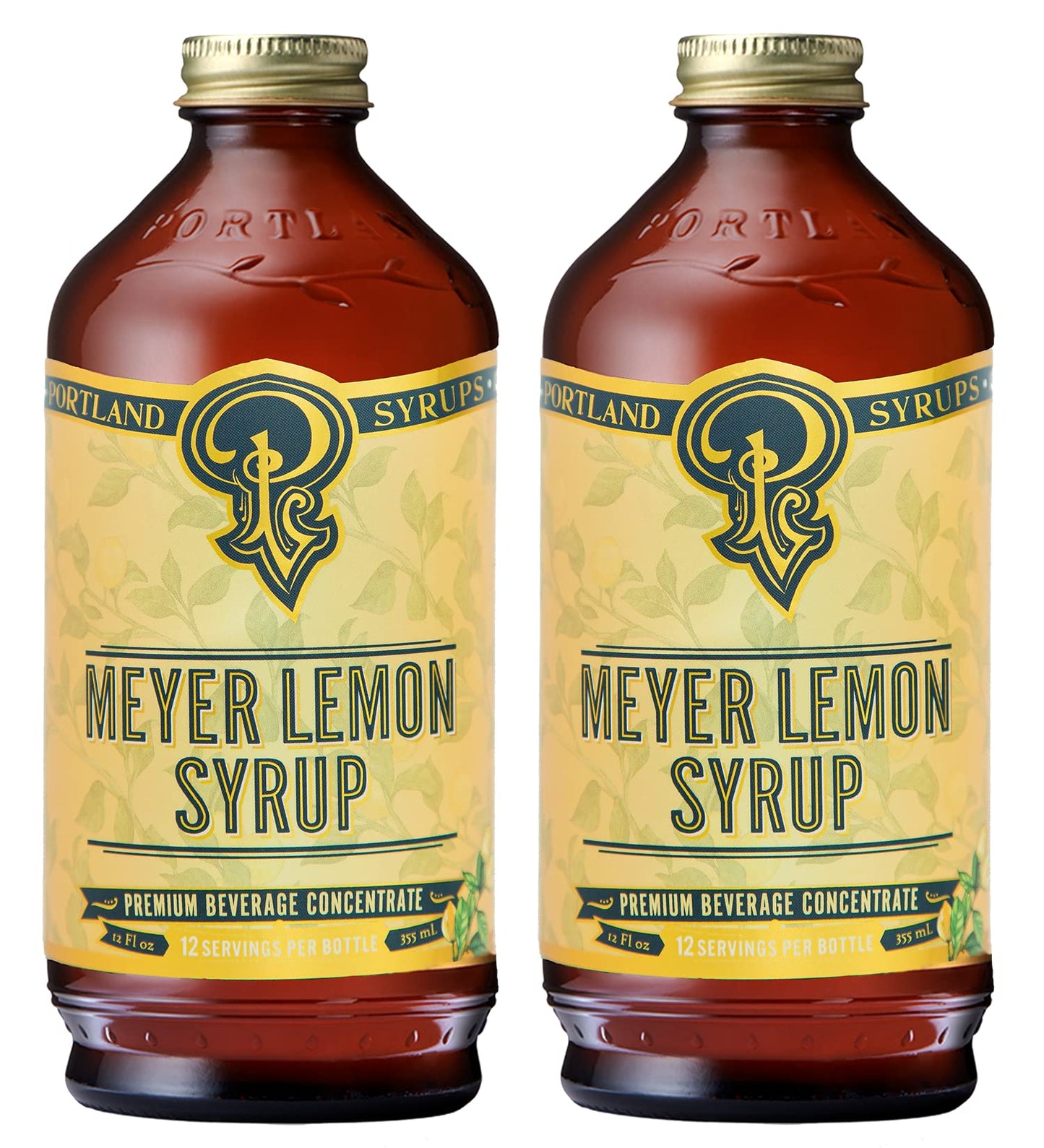 Portland Syrups Meyer Lemon Syrup  Premium Beverage Concentrate for Delicious Cocktails Tea Soda Coffee Drinks Baking and More  12 oz with 24 Servings Pack of 2