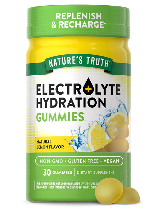Nature's Truth Electrolyte Gummies for Hydration | 30 Count | Vegan, Non-GMO & Gluten Free Supplement | Lemon Flavor