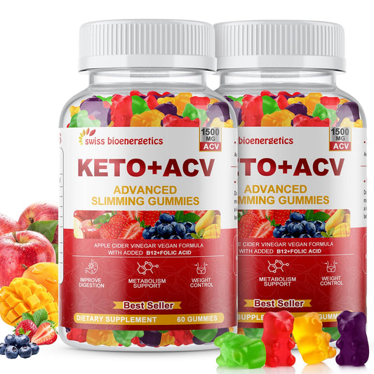 (2 Pack) Keto Apple Cider Vinegar Gummies, Keto ACV Gummy Diet Supplement, Advanced 1500mg ACV Gummies with Folate, B12、B6 and Keto Support for Women Men, Gelatin- Free, Vegan & Non-GMO (Multi-Flavor)