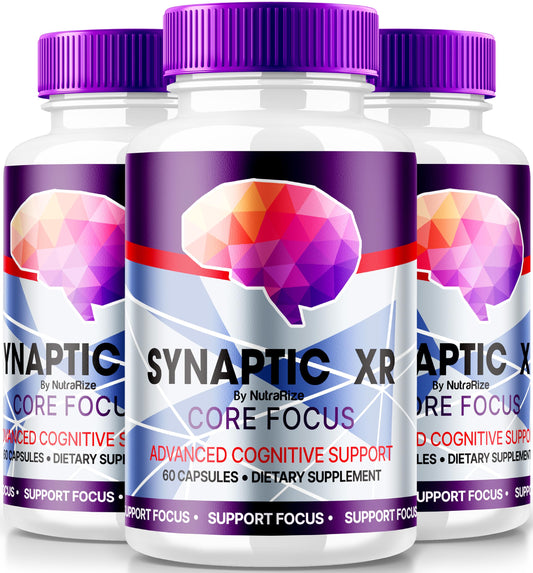 NutraRize (Pack of 3 Synaptic XR Core Focus, Capsules Designed for Effective Memory, Pills Max Formula for Cognitive Health, All Natural Brain Supplement, Reviews (180 Capsules)