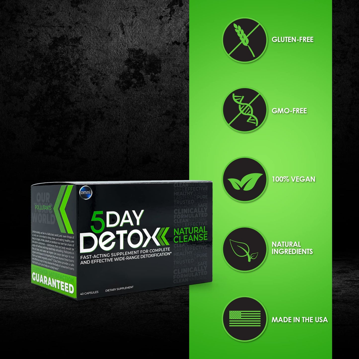 Wellgenix Omni 5 Day Detox Cleanse - Premium Natural Body Detox Supplement, 40 Capsules for Toxin Removal, Total Body Purge, Supports Healthy Liver, Kidneys, Urinary Tract, & Digestive System