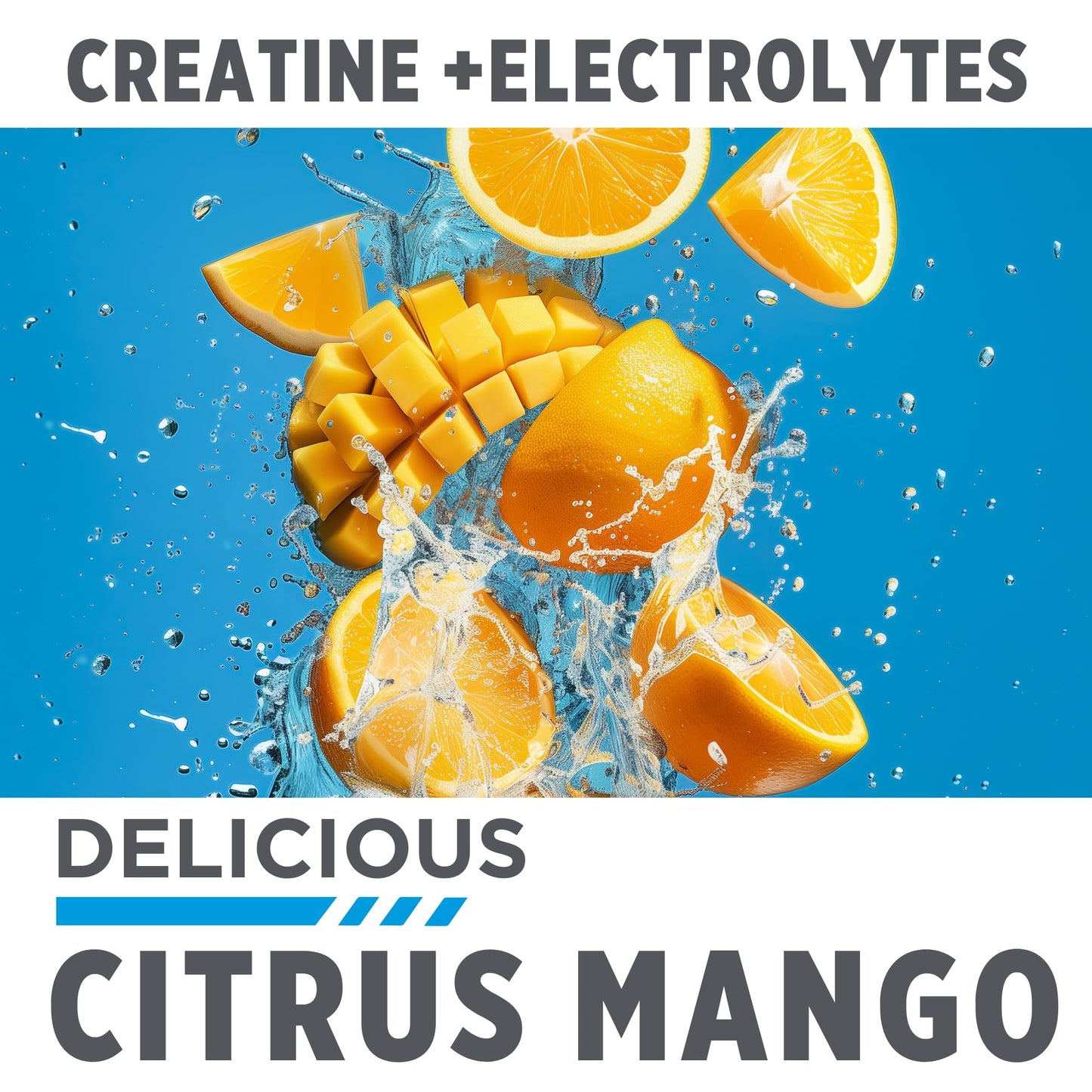 CON-CRET Creatine HCl + Hydration | Electrolyte Powder Packets | Citrus Mango | Sugar Free Electrolytes | Rehydration Formula w Potassium, Sodium, Zinc, Magnesium to Hydrate & Recover (14 Count)