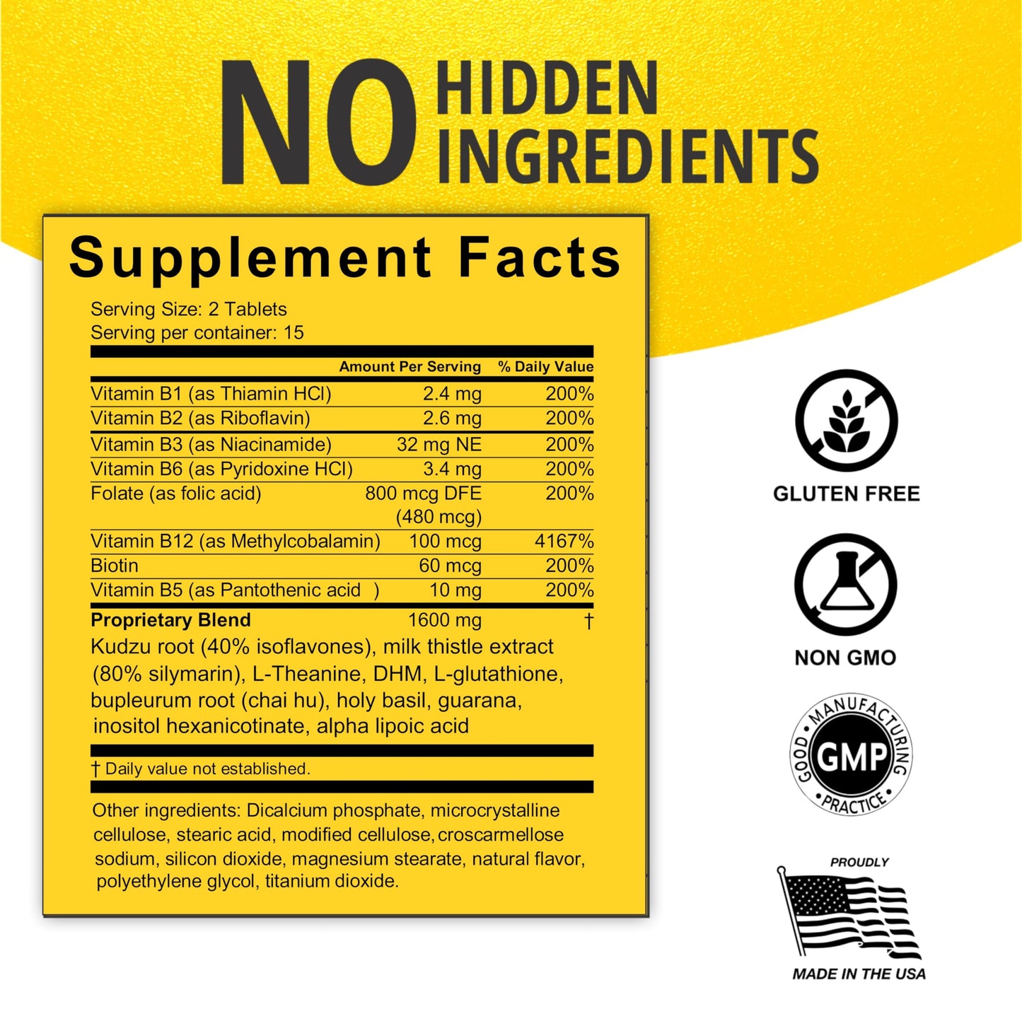 Anti Drink Support Supplement-15+Key Ingredients for Craving Support,Liver Health,Kudzu, Milk Thistle,Holy Basil,DHM,All Natural Cleanse,Gradual Reduction,Nutrient Replenisher Tablets(15 Days)