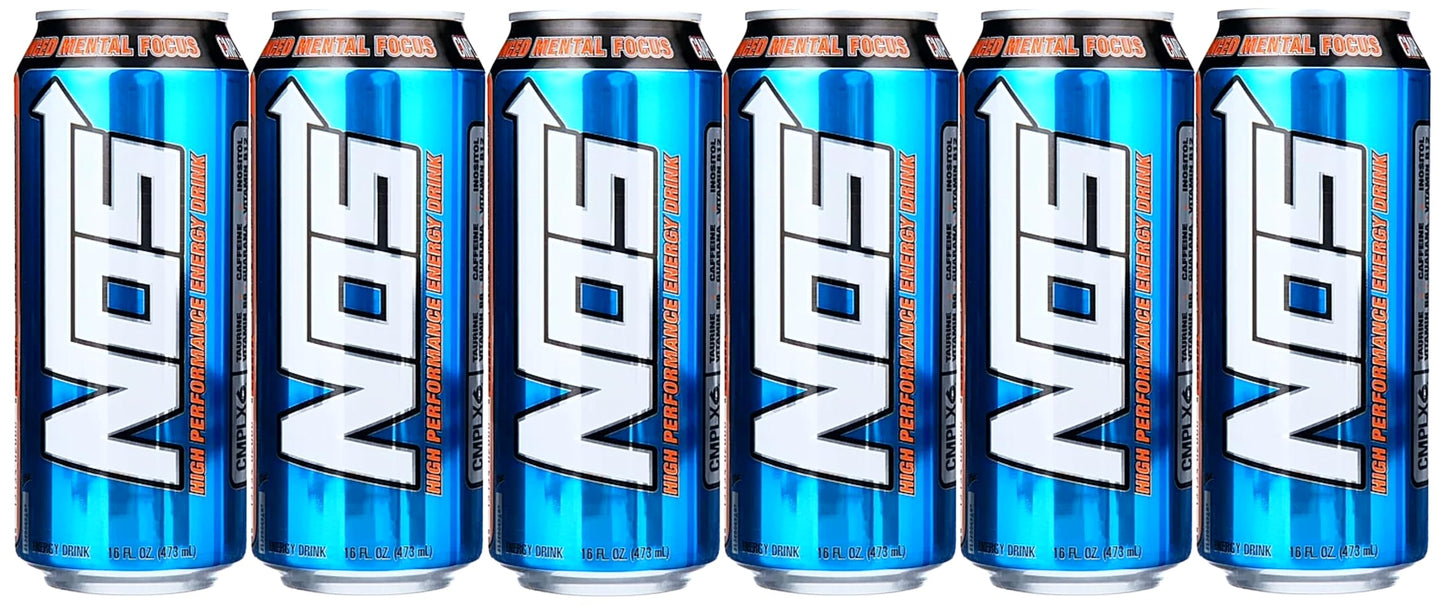 High Performance Energy Drink  NOS Energy Boost Drink with Natural Caffeine Fortified with Electrolytes  16 Fl oz Cans  BETRULIGHT Value 6 Pack
