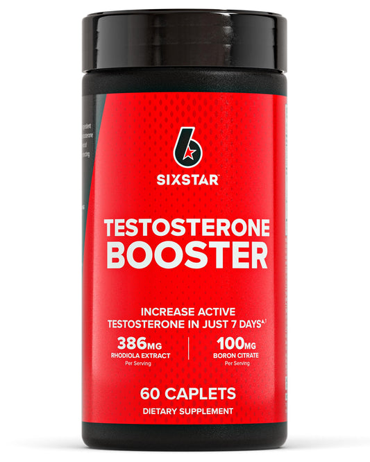 Six Star Nutrition Testosterone Booster for Men with Rhodiola Extract and Boron Citrate - Male Gym Workout Supplements for Muscle Growth, Stamina & Energy - 60 Pills