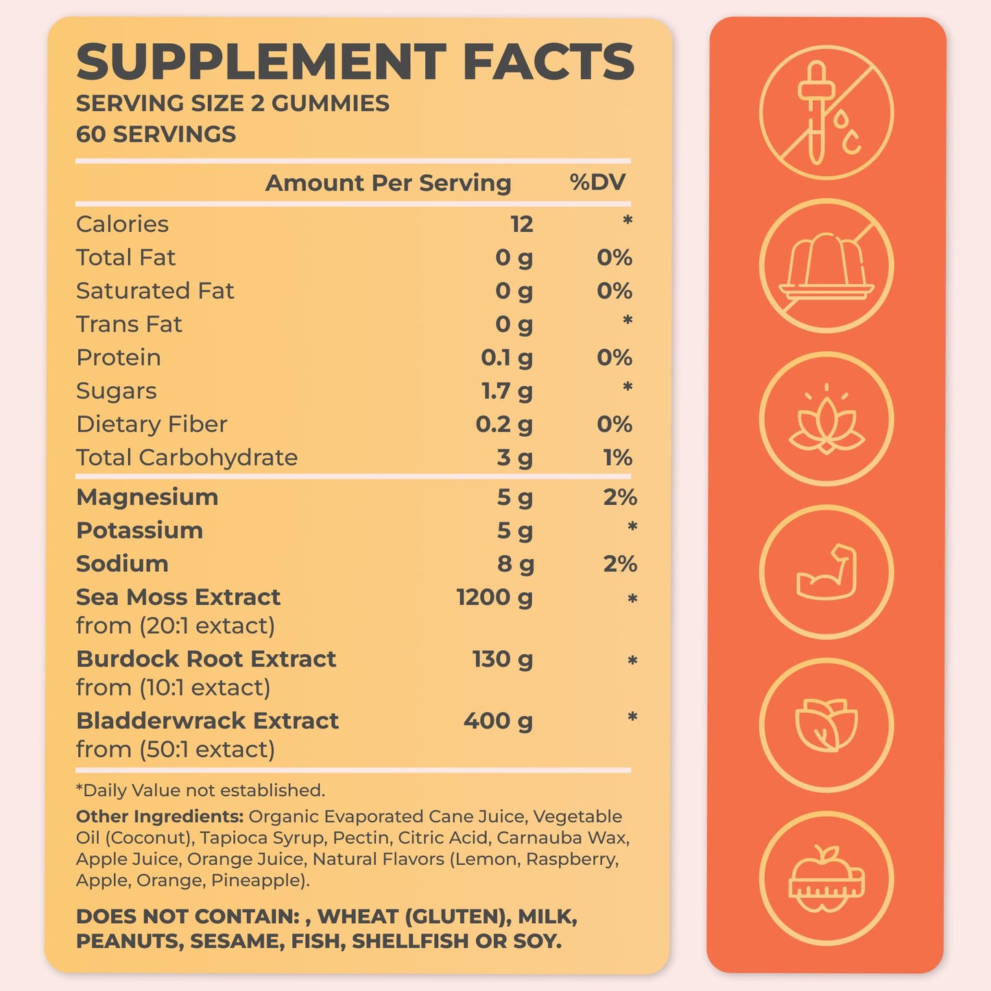 TrueSeaMoss Sea Moss Gummies for Women, Kids & Men with Bladderwrack, Burdock Root & Magnesium - 60 Vegan Gummies