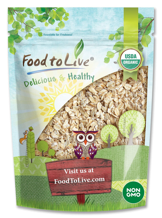 Food to Live Organic Quick Cooking Rolled Oats  NonGMO 1Minute Oatmeal 100 Whole Grain Thin Flakes Uncooked Vegan Bulk Rich in Protein Fiber Great for Breakfast Cereal Granola Baking