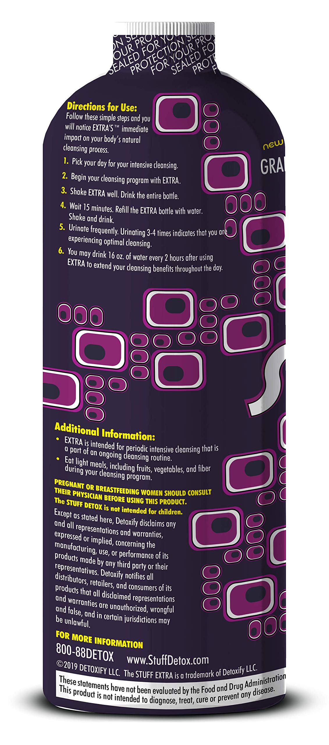 Detoxify - The Stuff Extra - Grape Flavor - 20 oz - Professionally Formulated Intense Herbal Cleanse - Enhances Your Body’s Natural Cleansing Processes - Plus Sticker
