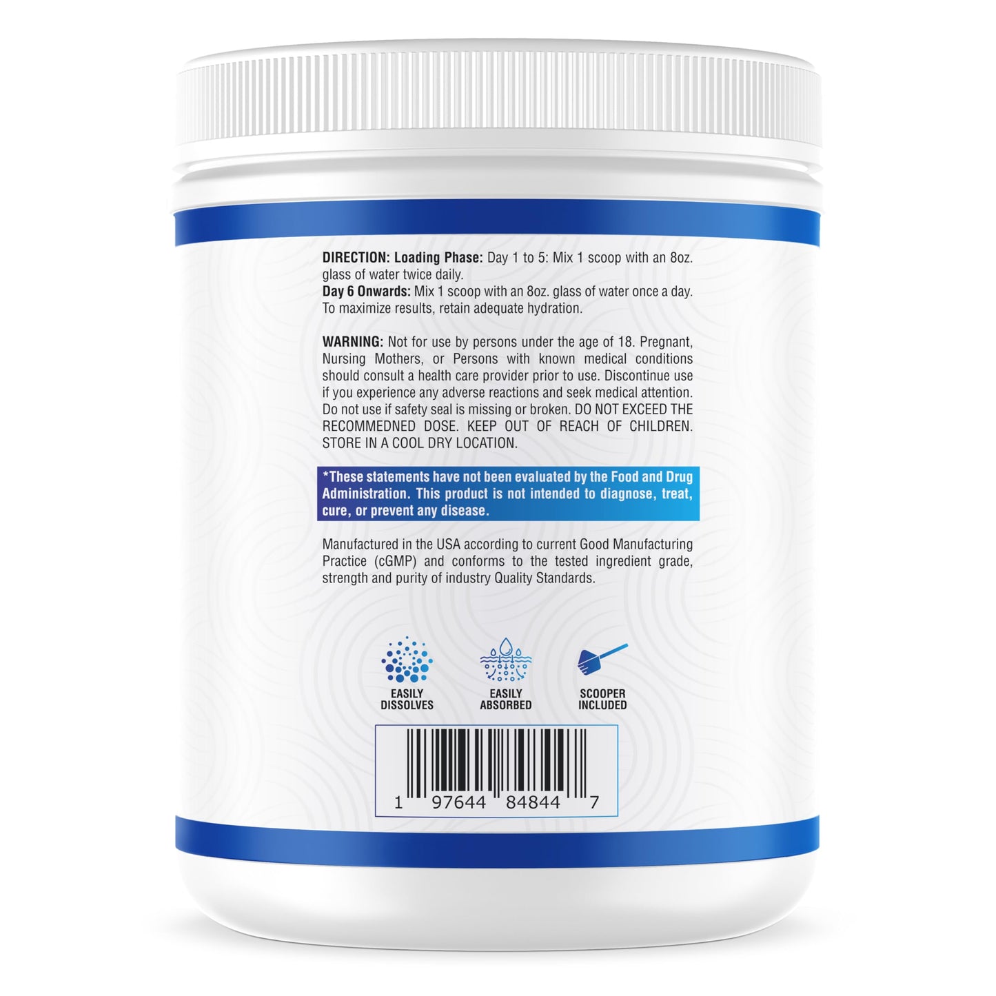 NutraScience Creatine Monohydrate Powder with BioPerine, Supports Lean Muscle Growth and Recovery, 60 Servings, 5000mg Per Serving, Unflavored, GMP sertified, Vegan Friendly, Non GMO