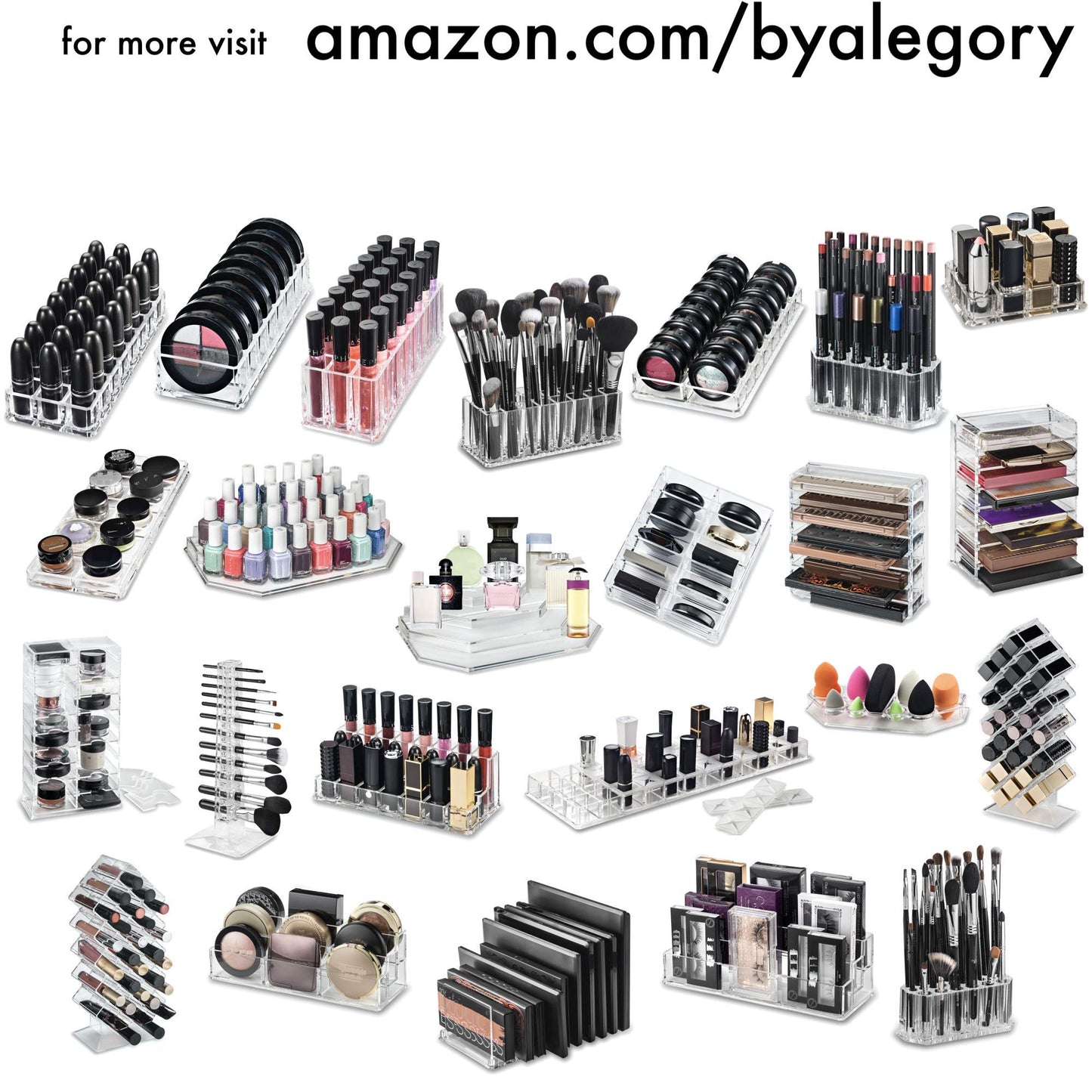 BY ALEGORY Acrylic Rollerball Perfume Organizer Beauty Scent Holder 24 Space Organization Refillable Container Tall Scented Oil Storage Display Case