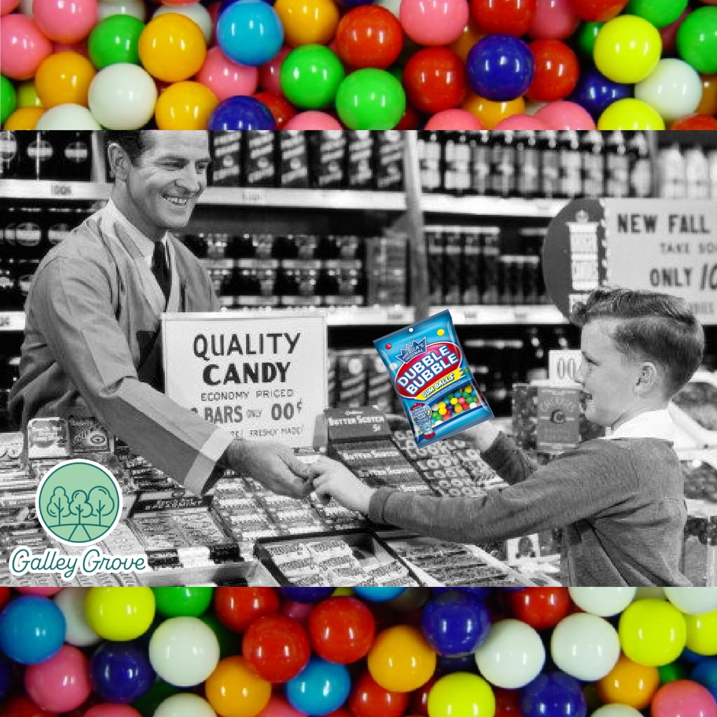 Dubble Bubble Mini Gumball Machine Refills 5 oz Bag 2Pack 12 inch 13mm Assorted Fruit Flavor Bubble Gum Bundle With Galley Grove SugarFree Breath Mints