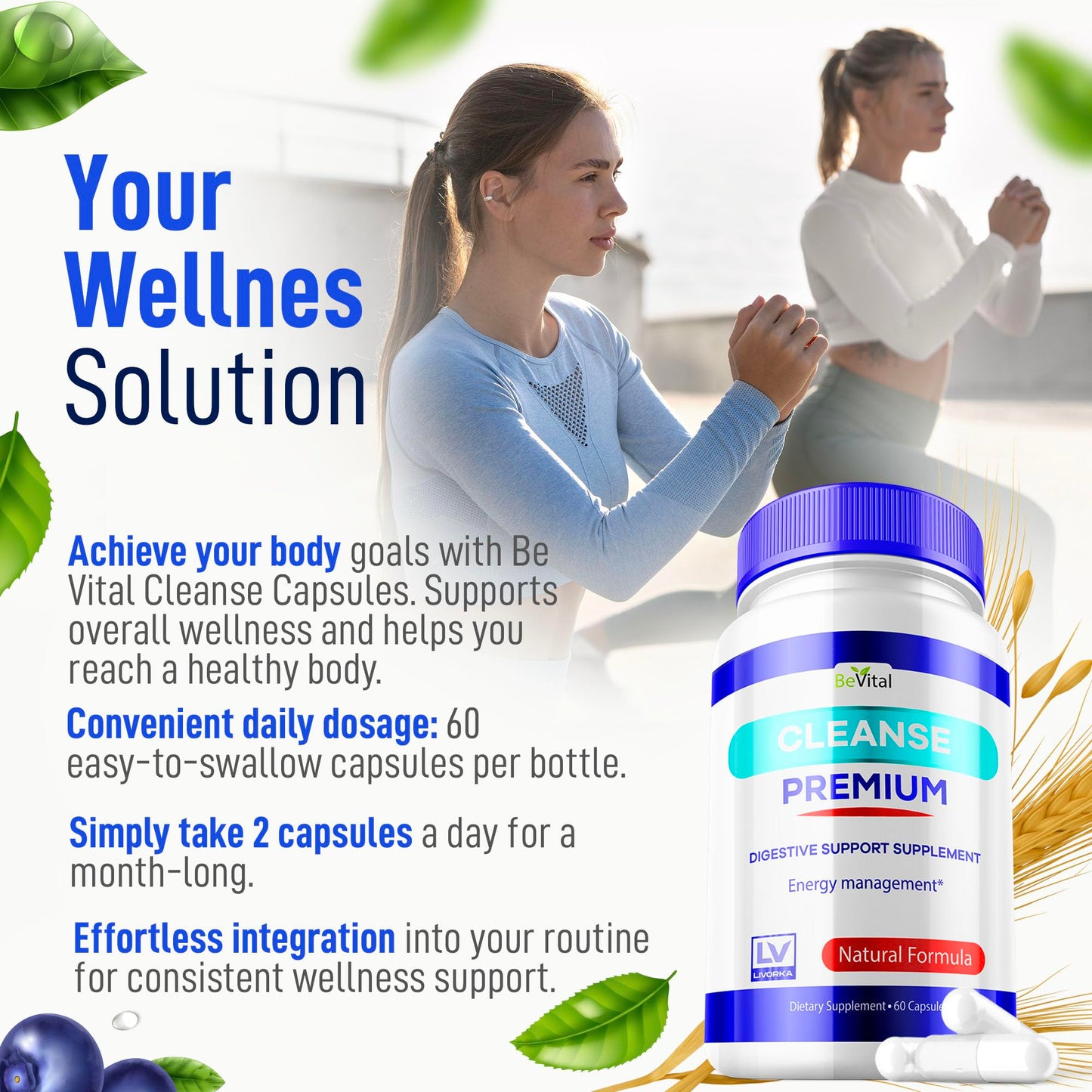 3 Pack - Bevital Cleanse Premium, Cleanse Premium, Bevital Healthy Digestion, Bevital Advanced Cleanse Formula 180 Capsules for 90 Days, Premium Cleanse, for Gut Health Premium Cleanse.