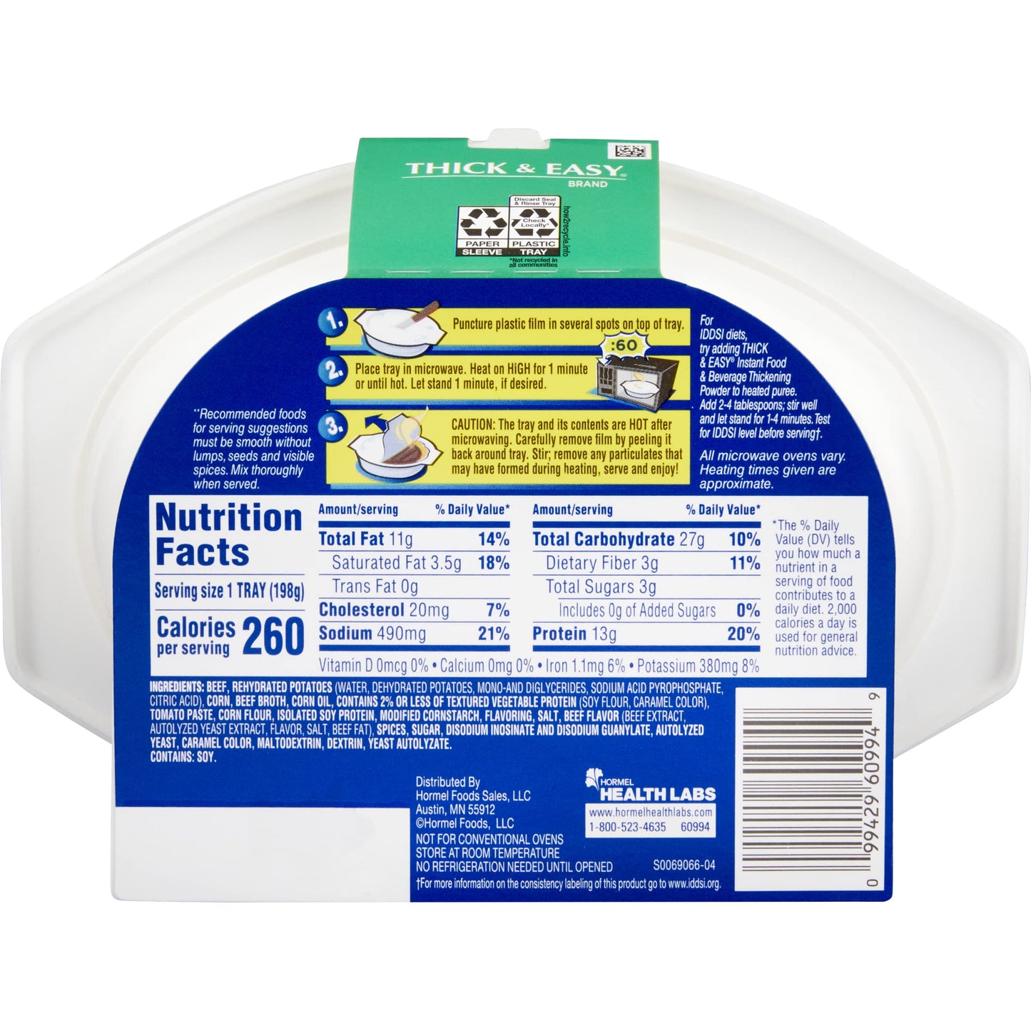 Hormel Thick  Easy Pureed Meals Variety Roasted Chicken Beef Lasagna and Roasted Turkey with By The Cup Serving Bowl