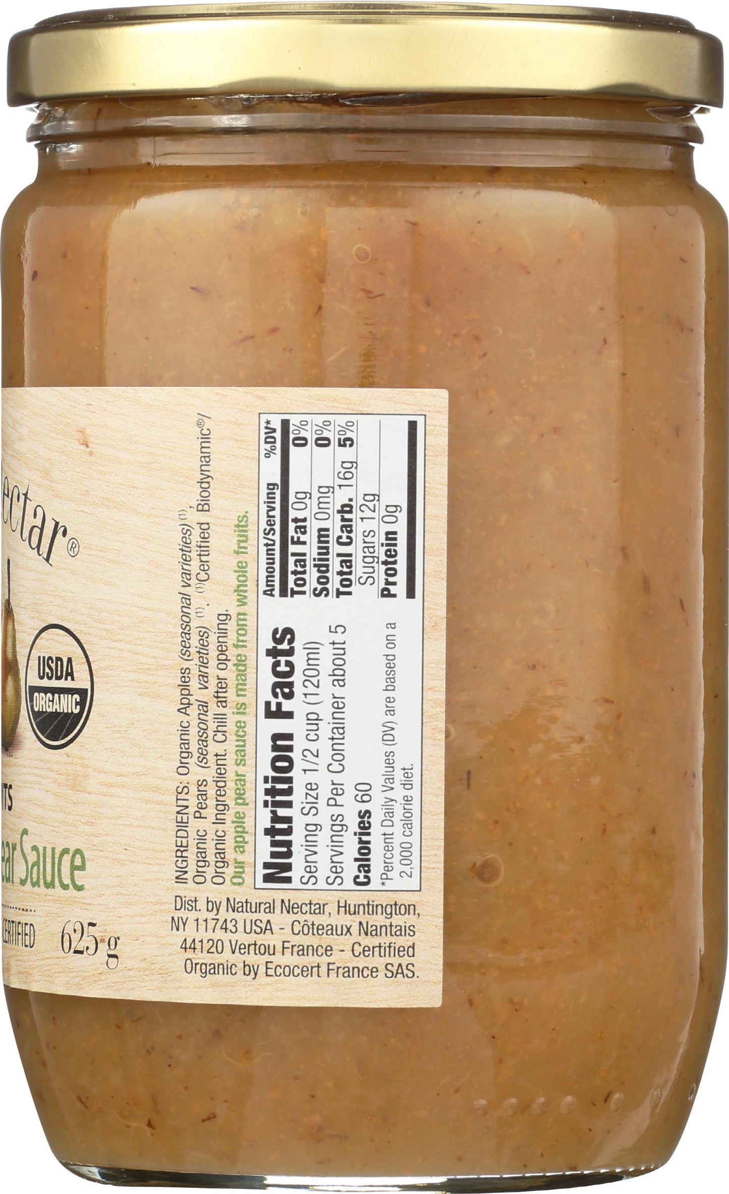 Natural Nectar Apple sauce Pear Biodynamic 22 Oz