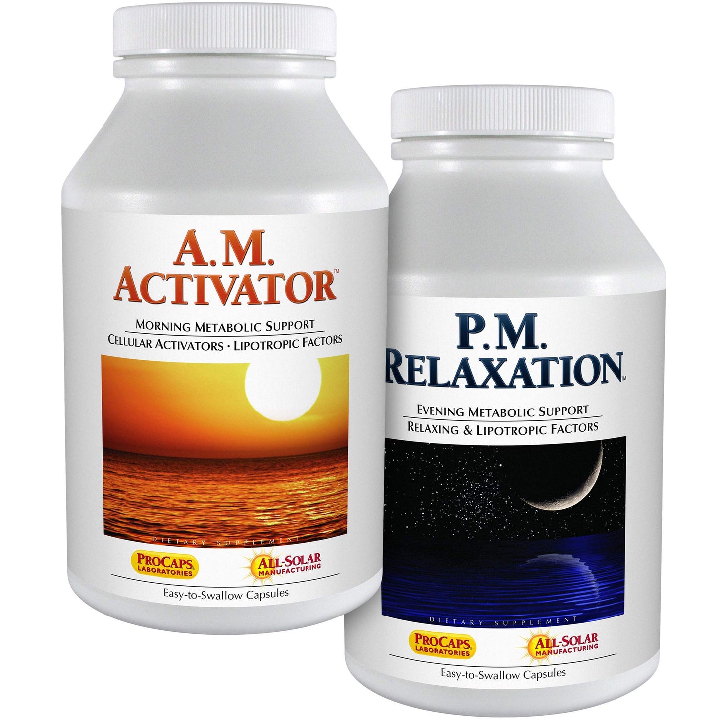 ANDREW LESSMAN A.M. Activator and P.M. Relaxation Kit 30 Capsules of Each - A.M. Activator Promotes Energy and Fat Metabolism While P.M. Relaxation Encourages a Restful Night's Sleep