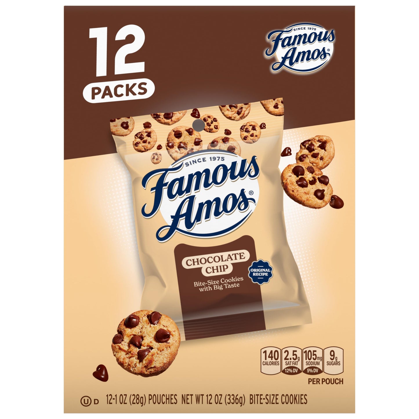 Famous Amos Classic Chocolate Chip Cookies 1 Ounce Bag Pack of 12