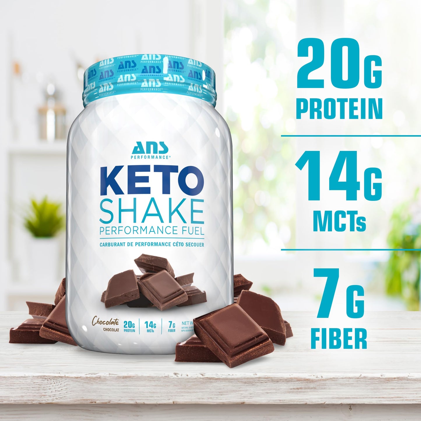 ANS Performance Ketosys Protein Powder - Low Carb Shake - Gluten Free - Delicious Taste - Healthy Fats - Ready to Mix Drink (Chocolate)