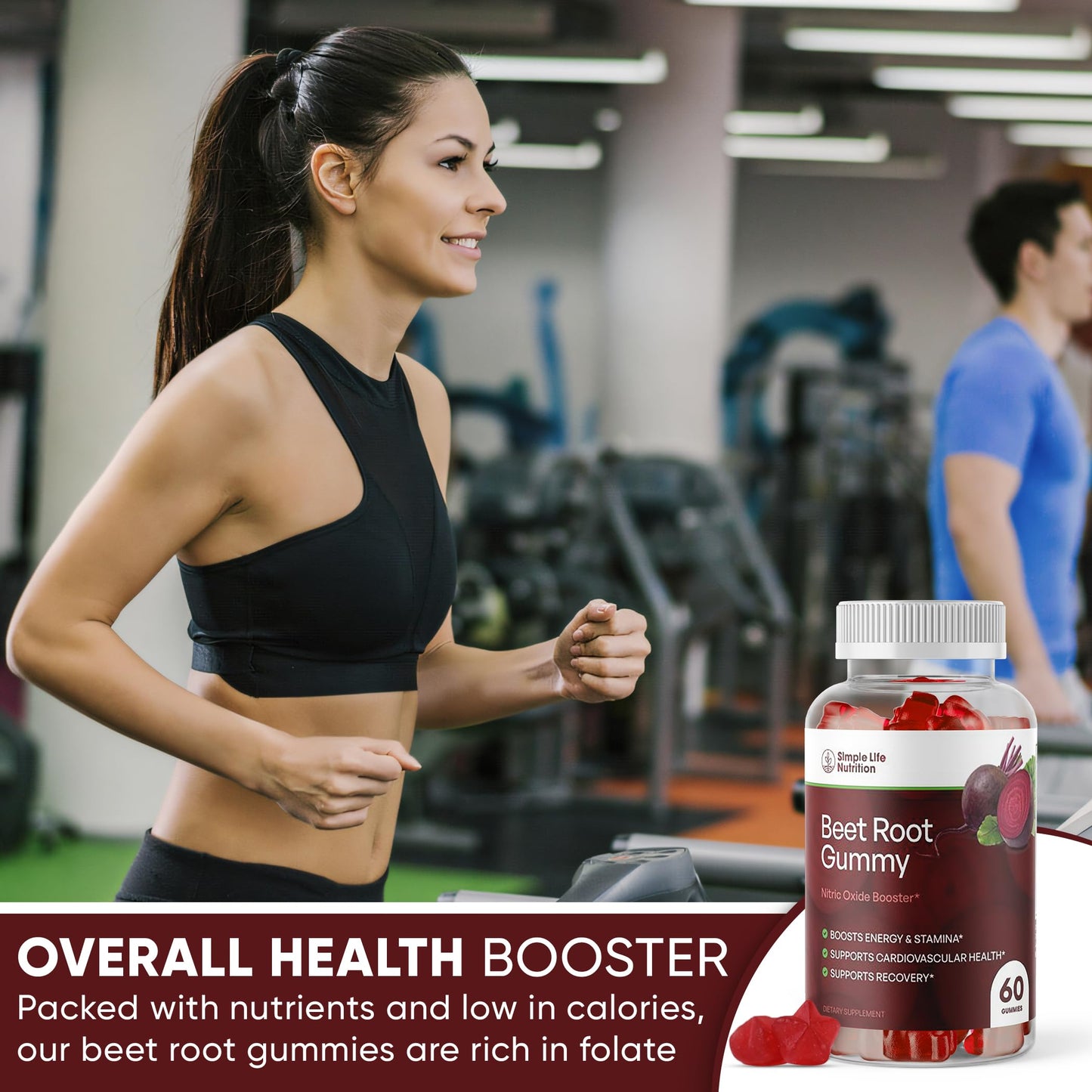 Simple Life Nutrition Organic Beet Root Gummies - Nitric Oxide Booster for Men & Women - Organic Non-GMO Gluten Free Vegan Beets - 60CT
