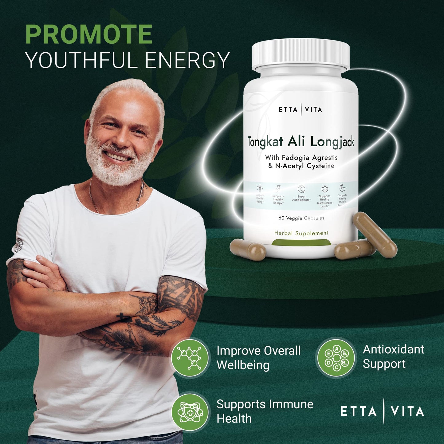 Potent Longjack - Tongkat Ali & Fadogia Agrestis Supplement for Men & Womens Energy, T Support, Lean Muscle Growth & Recovery, Hormonal Balance, Pre-Workout with Vegan NAC Liver Detox & Cleanse