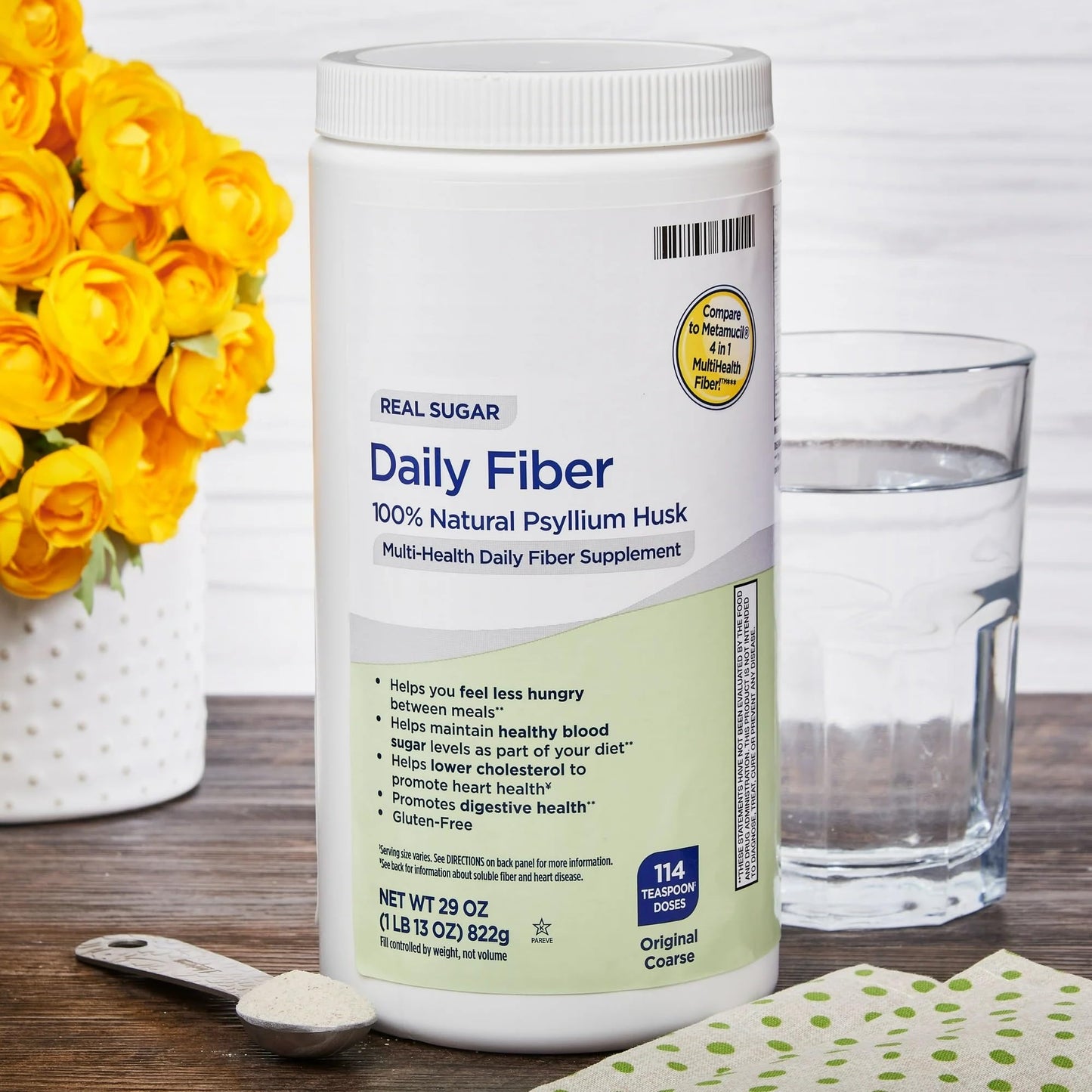 Daily Fiber Powder 29 oz - 114 Teaspoon Doses, Soluble Fiber Supplement Powder, Unflavored Fibra Supplement, Fibre Support for Digestive Wellness. (Pack of 1)