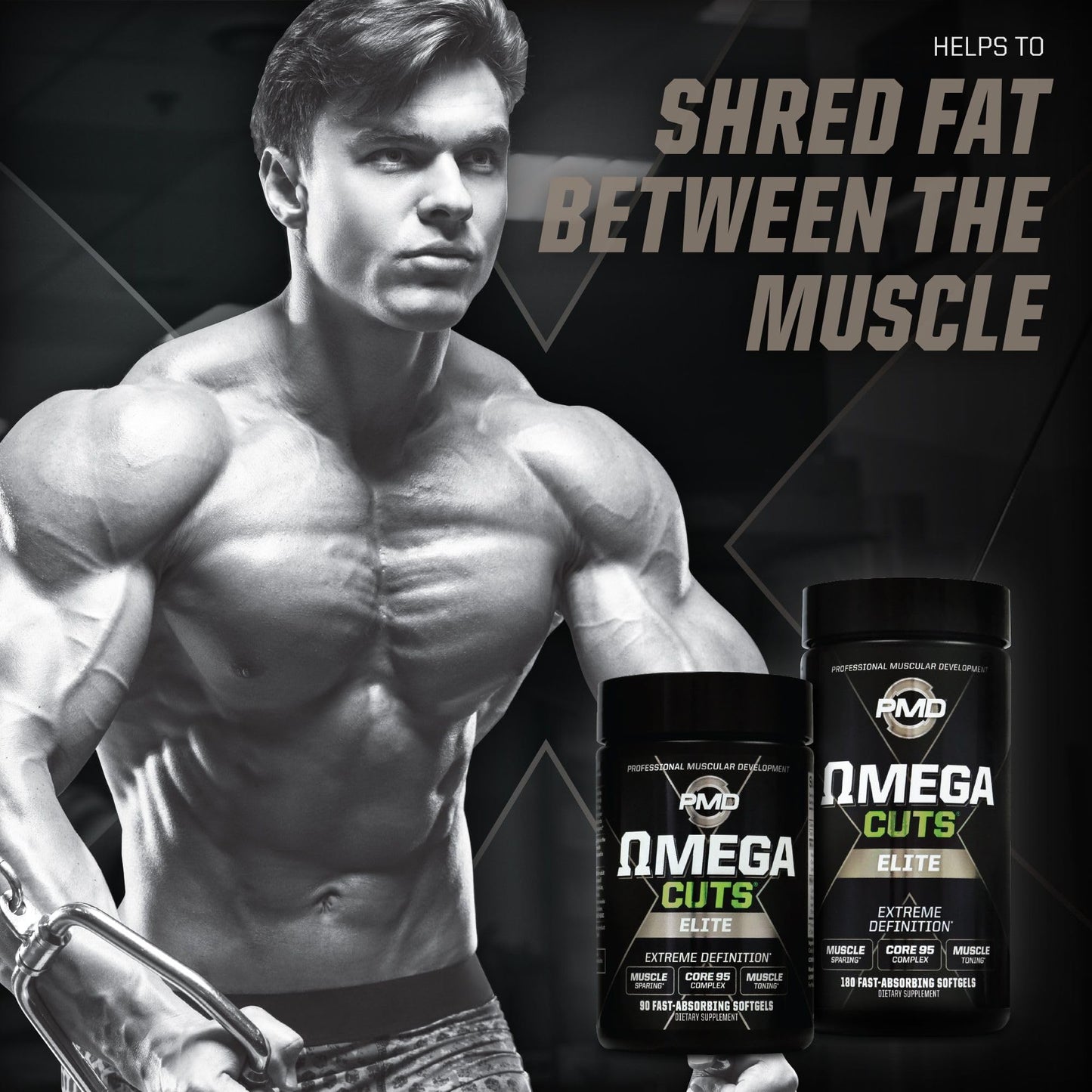 PMD Sports Omega Cuts Elite Fat Loss-Muscle Defining Formula - Omega Fatty Acids, MCT's and CLA for Muscle Definition and Maintenance - Keto Friendly for Women and Men - Stimulant Free (90 Softgels)