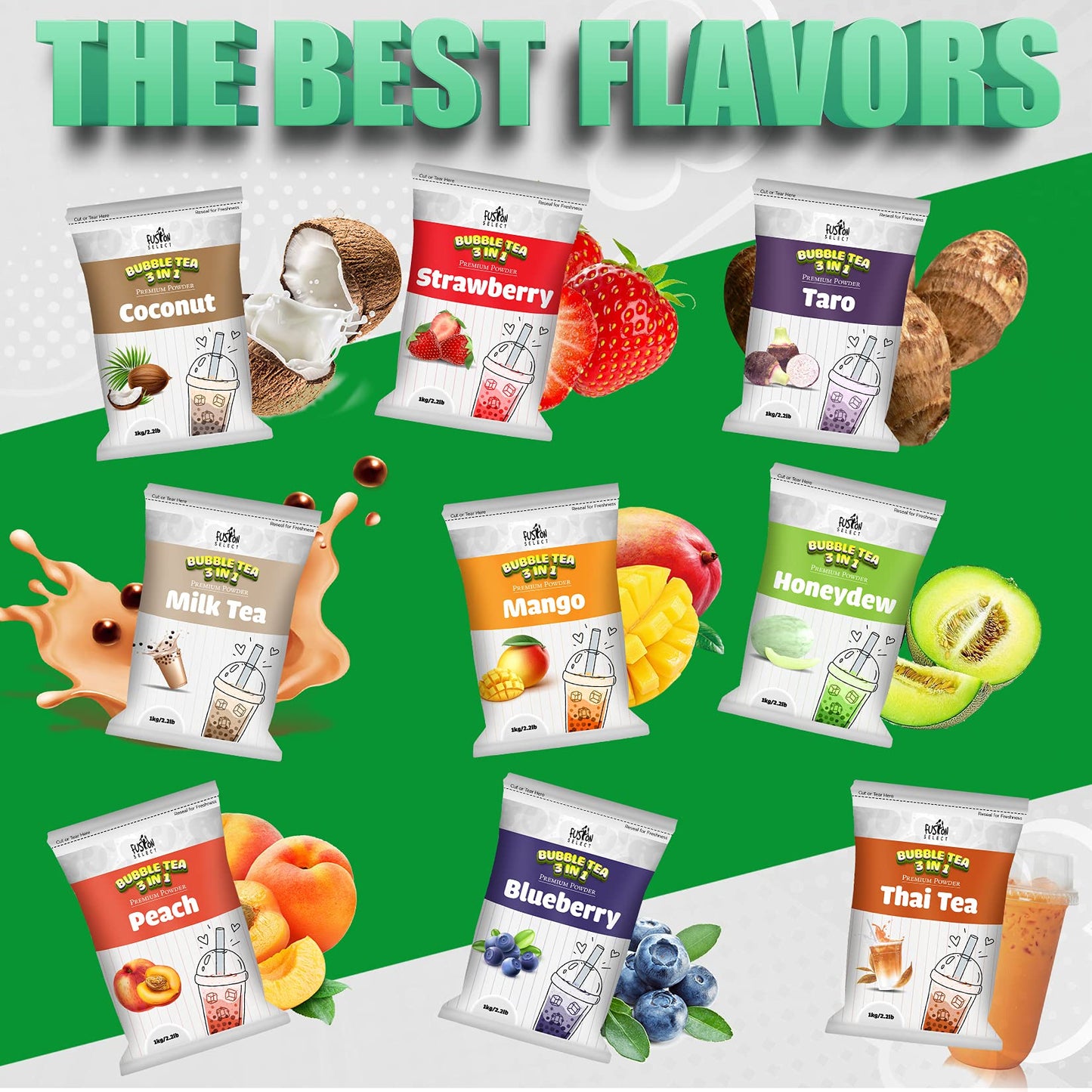 Fusion Select 22lb Taro Milk Tea Powder Taro Powder For Bubble Tea Flavored 3in1 Drink Powder with Cream  Sugar  Instant PreMixed Beverage for Hot or Cold Blends or Yummy Frappes