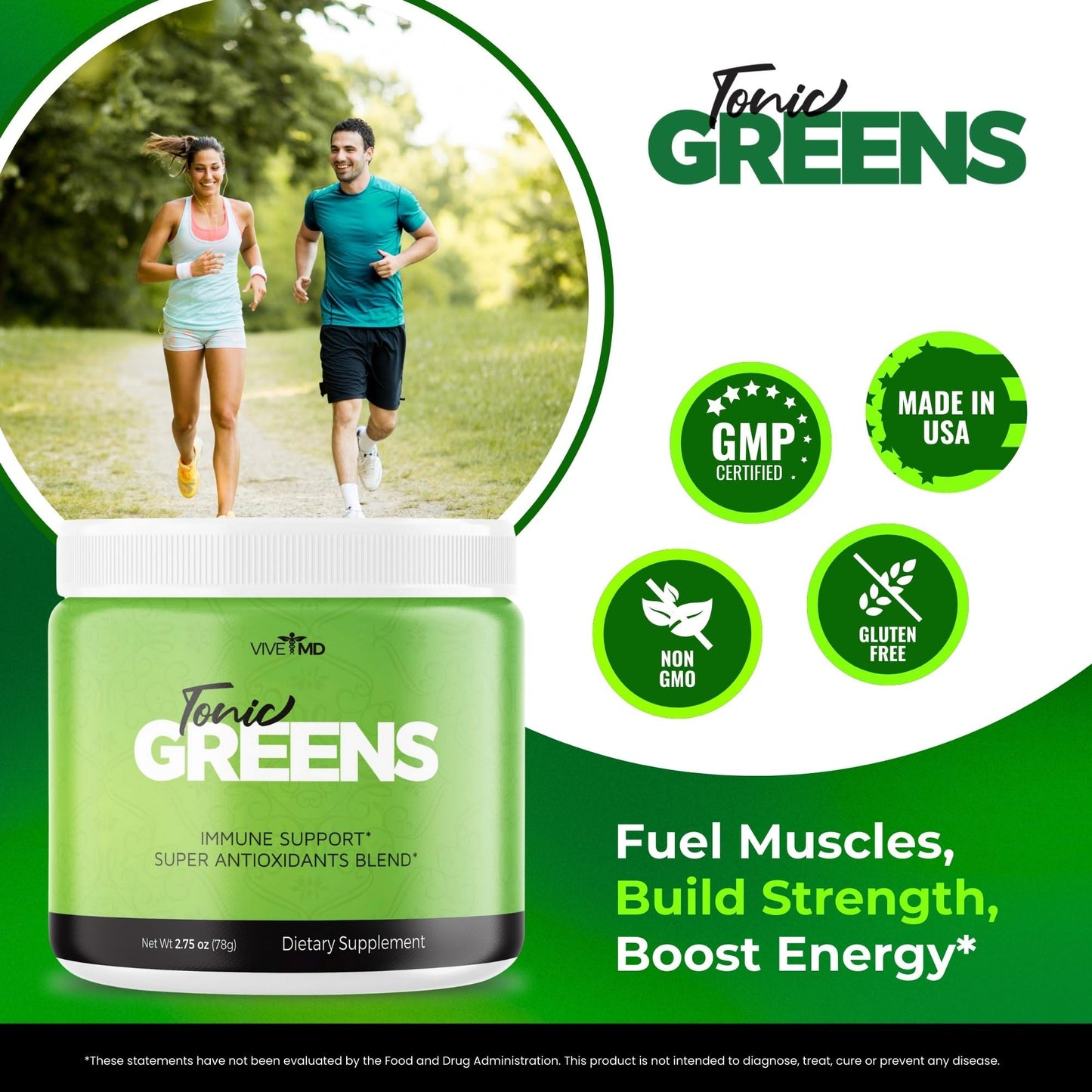 Tonic Greens Powder Vitamin Boost Supplement Official Formula - Natural Green Blend Energy Supplement Extra Strength - BCAA L-Glutamine Vitamin B6, Revolutionary Energy Fix Solution Reviews (1 Pack)