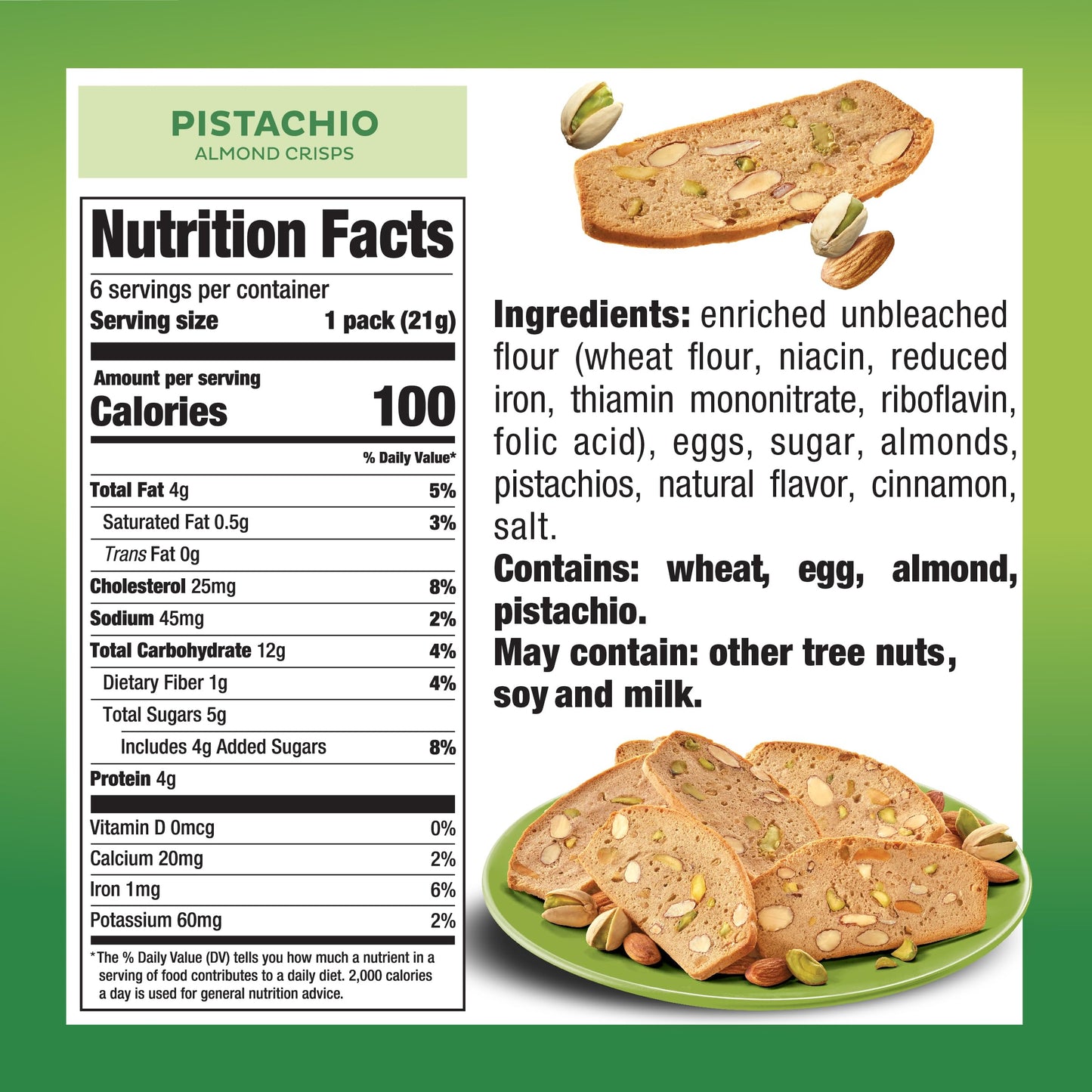 Nonnis THINaddictives Almond Thin Cookies  Pistachio Almond Cookie Thin  Sweet Crunchy  Chewy Almond Cookie  Perfect wCoffee  Biscotti Individually Wrapped Cookie  Kosher Coffee Cookie 44 oz