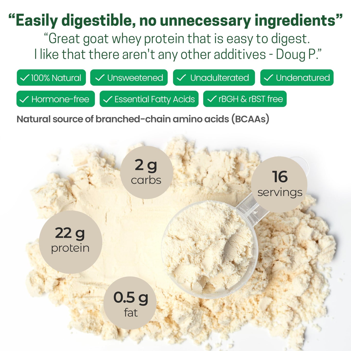 Z Natural Foods Goat Whey Protein Powder Concentrate - Undenatured, Unflavored, Pasture Raised Whey - Clean Goat Protein Powder with Vital Proteins for Weight Management, Immune Support, Fitness, 2 lb