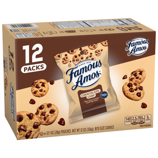 Famous Amos Classic Chocolate Chip Cookies 1 Ounce Bag Pack of 12