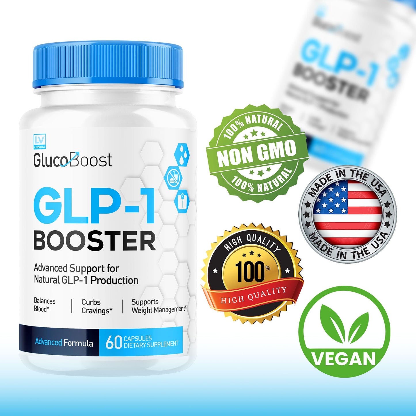 LIVORKA (3 Pack) GlucoBoost GLP-1 Booster, GlucoBoost GLP-1, GlucoBoost GLP1, Gluco Boost GLP One, Gluco Boost GLP1, GLP One Supplement Pills, Glucoboost GLP 1 Optimizer for Women and Men, 3 Months