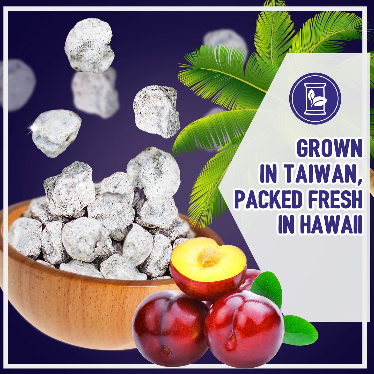 Asia Trans Seeded White Li Hing Mui Crack Seed Plums  Hawaiian Favorite  Salty Sour  Bitter Dried Asian Plum Candy