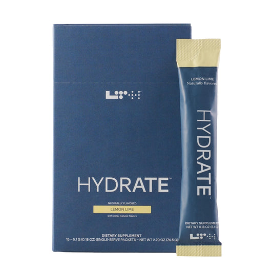 LTH Hydrate Hydration Mix - NSF Certified for Sport - Premium Electrolyte Powder - With Redmond Real Salt - Plant-Based, Non-GMO, Gluten & Dairy Free - 15 Single-Serve Packets (Lemon Lime) - 2-Pack